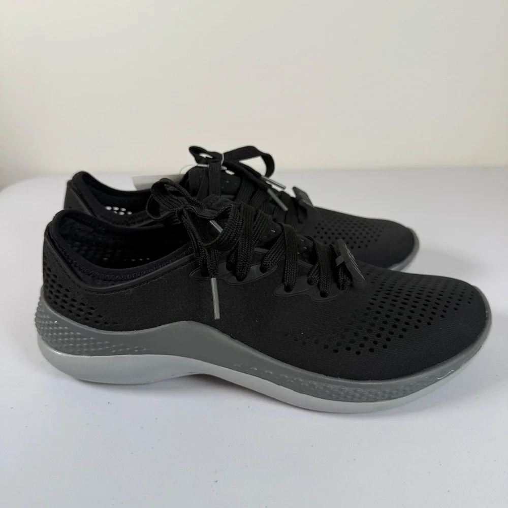 NEW Crocs LiteRide 360 Pacer Sneakers Size 8 Black Lace Up Lightweight NWT